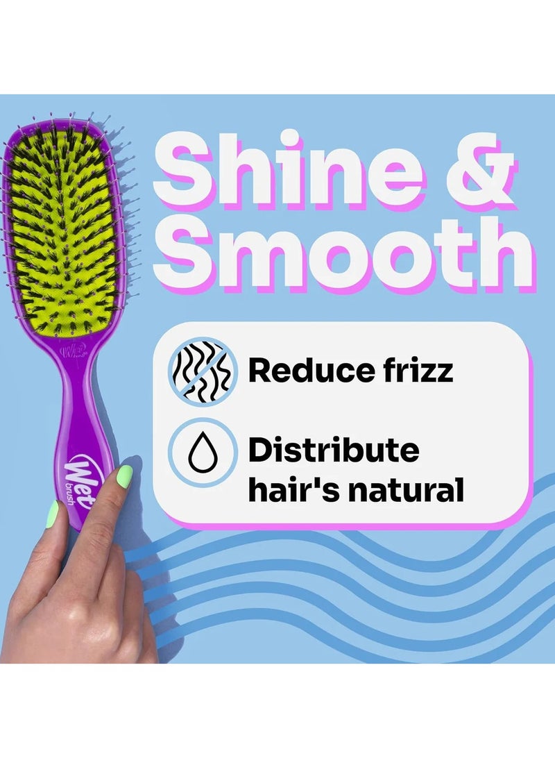 Wet Brush Shine Enhancer Hair Brush – Purple & Green | Natural Boar & IntelliFlex Bristles | Adds Shine, Reduces Frizz & Breakage | Detangling Brush for All Hair Types - Image 5