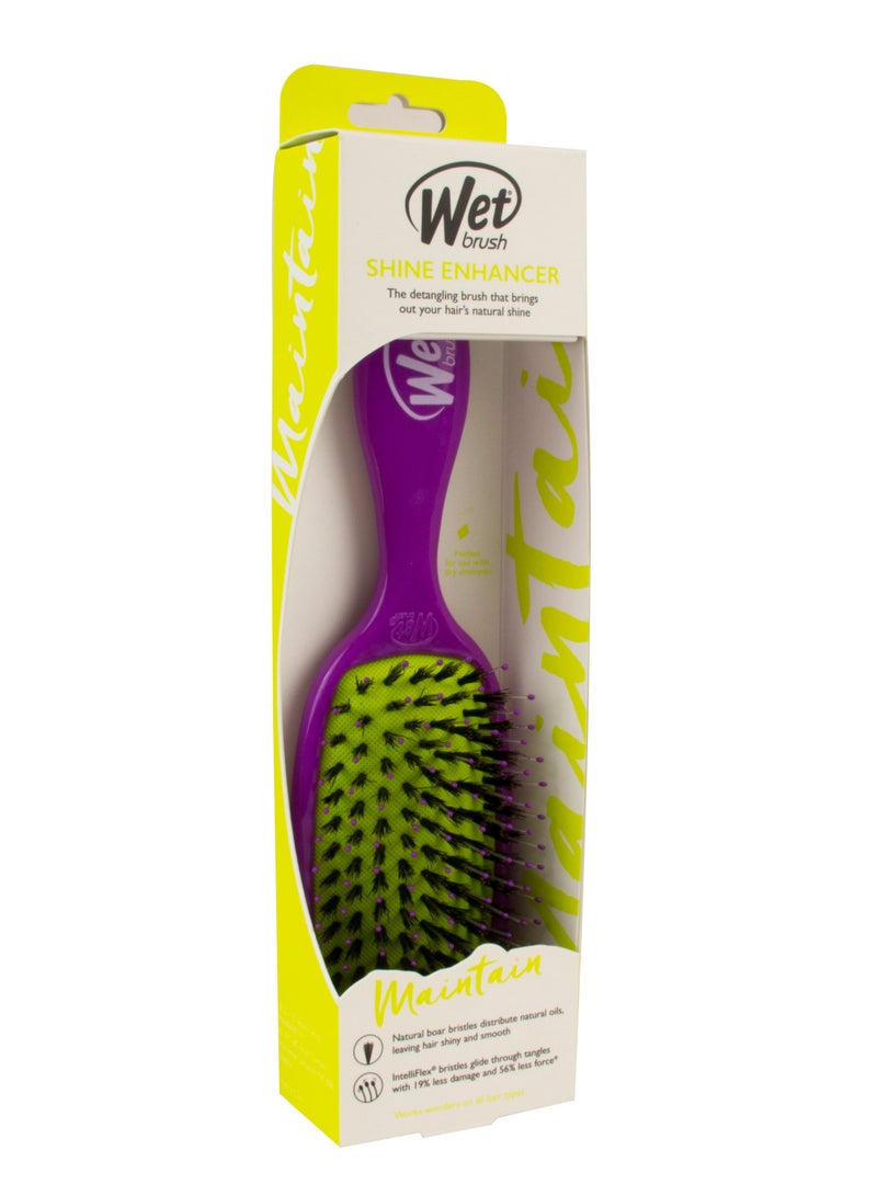 Wet Brush Shine Enhancer Hair Brush – Purple & Green | Natural Boar & IntelliFlex Bristles | Adds Shine, Reduces Frizz & Breakage | Detangling Brush for All Hair Types - Image 4