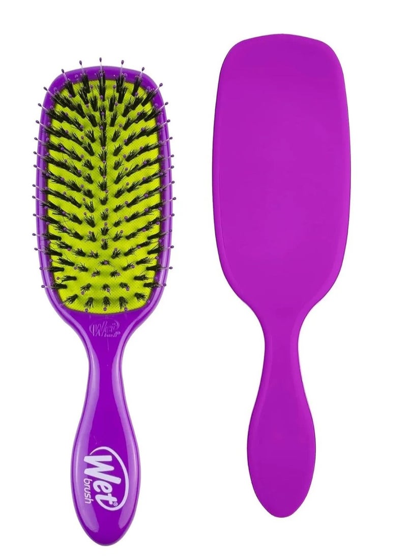 Wet Brush Shine Enhancer Hair Brush – Purple & Green | Natural Boar & IntelliFlex Bristles | Adds Shine, Reduces Frizz & Breakage | Detangling Brush for All Hair Types - Image 3
