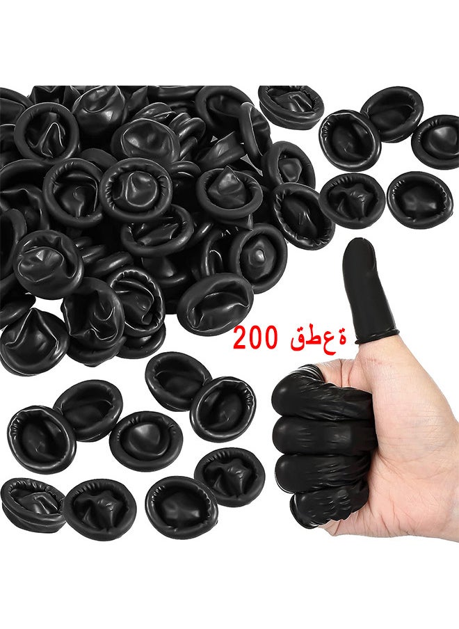 Depend Latex Finger Cots, 200 PCS Disposable Latex Finger Cots Protective Fingertips Gloves Black Finger Sleeves Finger Protectors Fingertip Bandages For Industrial Beauty And More  - Image 1