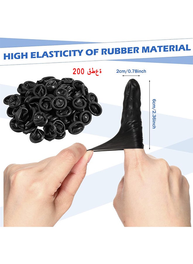 Depend Latex Finger Cots, 200 PCS Disposable Latex Finger Cots Protective Fingertips Gloves Black Finger Sleeves Finger Protectors Fingertip Bandages For Industrial Beauty And More  - Image 2