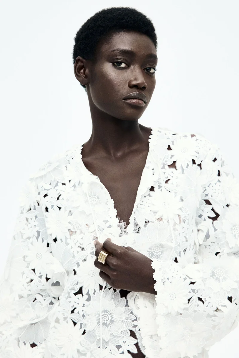 H&M Floral-appliquéd lace dress