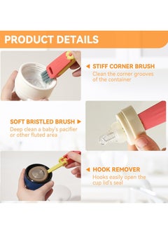 Bukela 3 in 1 Cup Lid Cleaning Brush, Multifunction Crevice Cleaning Brush, Home Kitchen Crevice Cleaning Tools Flowers Multicolor  - Image 4