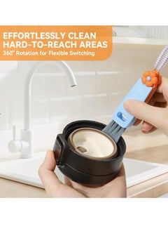 Bukela 3 in 1 Cup Lid Cleaning Brush, Multifunction Crevice Cleaning Brush, Home Kitchen Crevice Cleaning Tools Flowers Multicolor  - Image 2