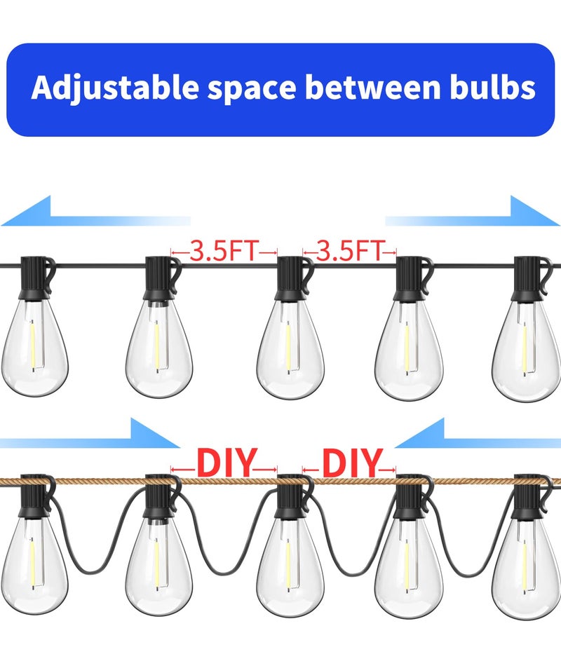 luckystyle 120FT LED Outdoor String Lights with 30+2 Edison Shatterproof Waterproof Bulbs, 2700K Commercial Grade Patio Lights, Heavy Duty Outside Hanging Outdoor Lights for Garden Porch Deck Decor - Image 3