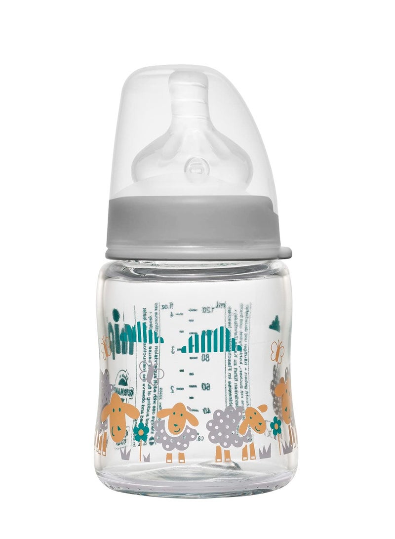 nip 125 ml Wide Neck Turquoise Sheep Silicone Glass Bottle - 350656