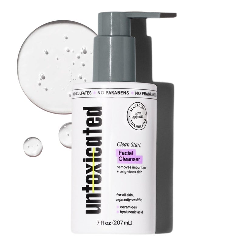 Untoxicated Face Wash Gentle Hydrating Face Cleanser for Sensitive Skin Ceramides Hyaluronic Acid Glycerin No Common Irritants NonFoaming Soap Free Fragrance Free 7 Ounce
