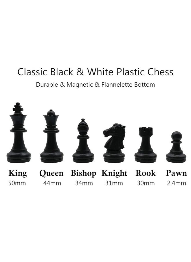 Fuhengli 9.8" Magnetic Travel Chess Set for Adults and Kids, with Outdoor Portable Folding Chess Board, Black & White Color  - Image 1