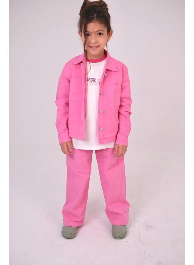 playmore Girls Gabardine Shirt – Fuchsia - Image 2