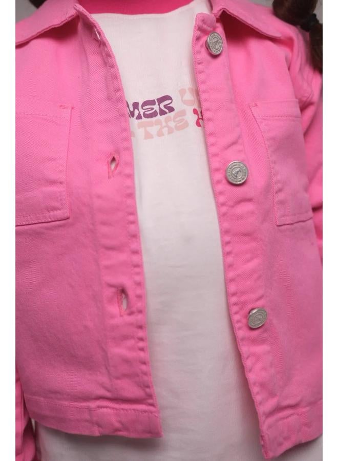 playmore Girls Gabardine Shirt – Fuchsia - Image 1