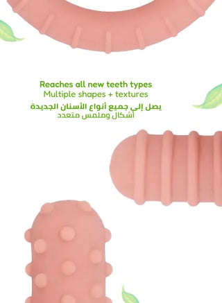 عضاضة سيليكون للأطفال لآلام اللثة | تصميم سهل الإمساك يحتضن المعصم | قوامات متعددة للأسنان الأمامية والخلفية | خالية من BPA | وردي | 14.6 × 4.8 × 16.5 سم - view 5