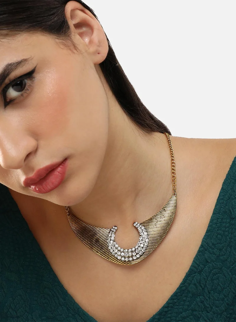 سوهي قلادة حجرية مصممة للحفلات مطلية بالذهب