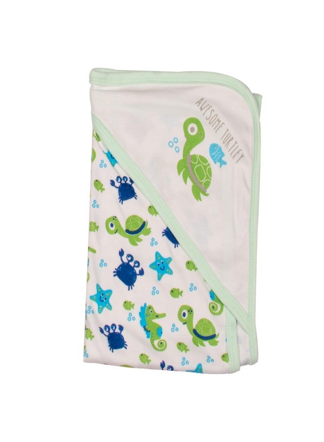 mittenbooty Baby Hooded Wrap Single Ply -Tortoise Print-Green - Image 1