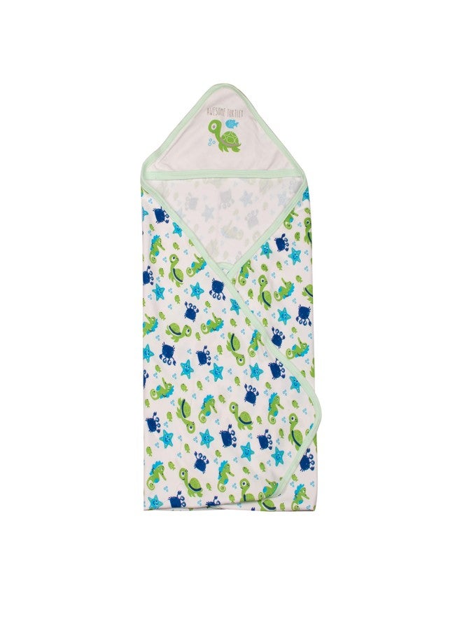 mittenbooty Baby Hooded Wrap Single Ply -Tortoise Print-Green - Image 3