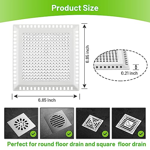 Aluvor Shower Drain Cover - Quality Hair Catcher, Square Design - No Rust! - Image 2
