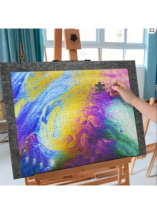 قطعة واحدة من طاولة ألغاز 6 في 1 مع حامل غطاء، طاولة ألغاز محمولة من اللباد الرمادي (باستثناء قطع الألغاز) - Image 3