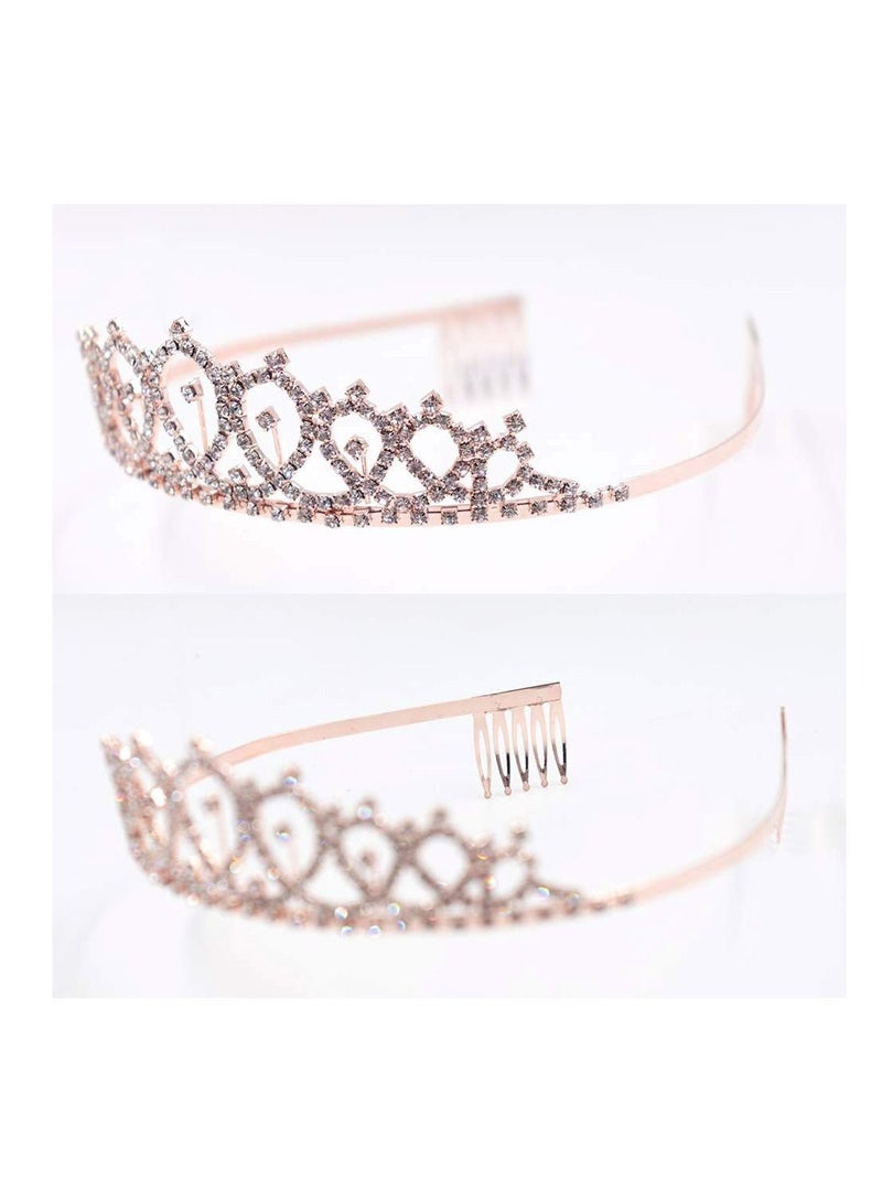 AMERTEER Birthday Queen Sash and Rhinestone Diamond Tiara Set Girls Women Birthday Decoration Rose Gold - Image 4