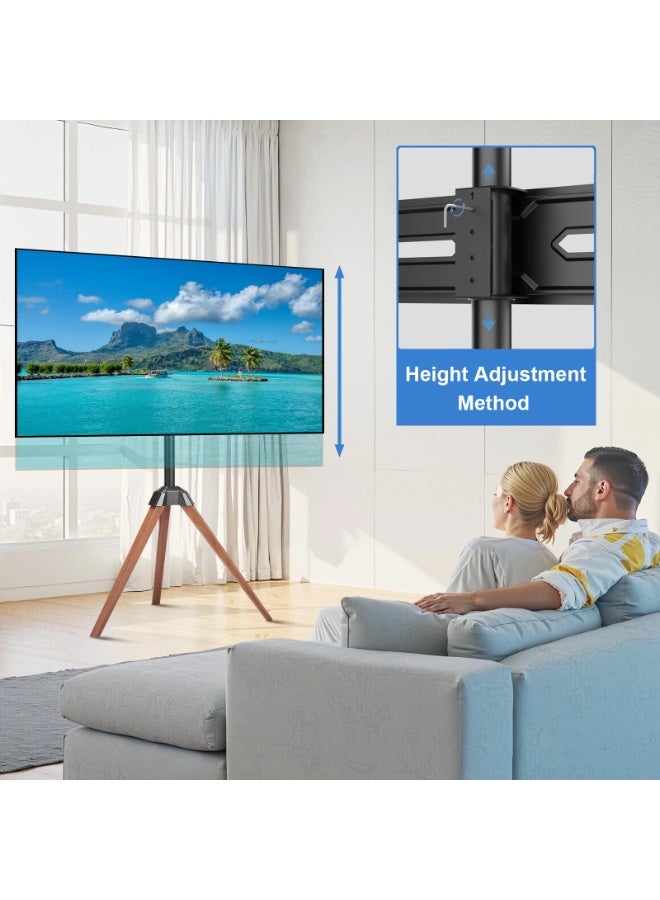 نوايوو حامل تلفزيون ثلاثي القوائم لأجهزة التلفزيون مقاس 32-65 بوصة، يدور بزاوية 25 درجة، 3 ارتفاعات قابلة للتعديل، إدارة الكابلات، حامل تلفزيون عالمي لغرفة المعيشة والمكتب والاستوديو - Image 2