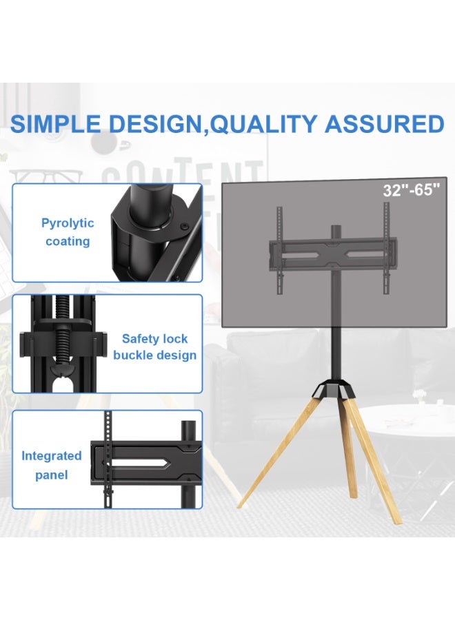 نوايوو حامل تلفزيون ثلاثي القوائم لأجهزة التلفزيون مقاس 32-65 بوصة، يدور بزاوية 25 درجة، 3 ارتفاعات قابلة للتعديل، إدارة الكابلات، حامل تلفزيون عالمي لغرفة المعيشة والمكتب والاستوديو - Image 4