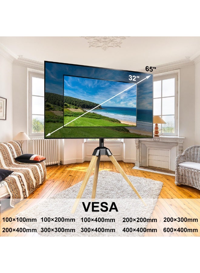 نوايوو حامل تلفزيون ثلاثي القوائم لأجهزة التلفزيون مقاس 32-65 بوصة، يدور بزاوية 25 درجة، 3 ارتفاعات قابلة للتعديل، إدارة الكابلات، حامل تلفزيون عالمي لغرفة المعيشة والمكتب والاستوديو - Image 5