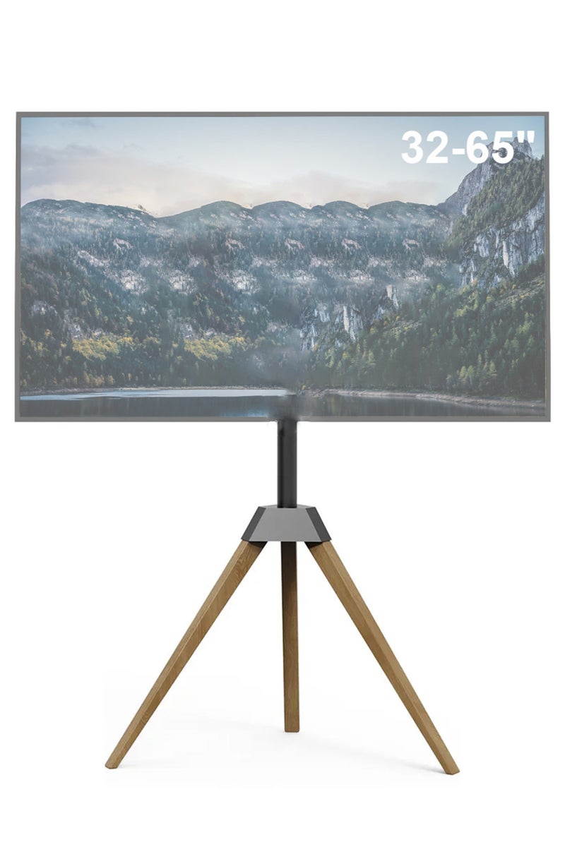 نوايوو حامل تلفزيون ثلاثي القوائم لأجهزة التلفزيون مقاس 32-65 بوصة، يدور بزاوية 25 درجة، 3 ارتفاعات قابلة للتعديل، إدارة الكابلات، حامل تلفزيون عالمي لغرفة المعيشة والمكتب والاستوديو - Image 1