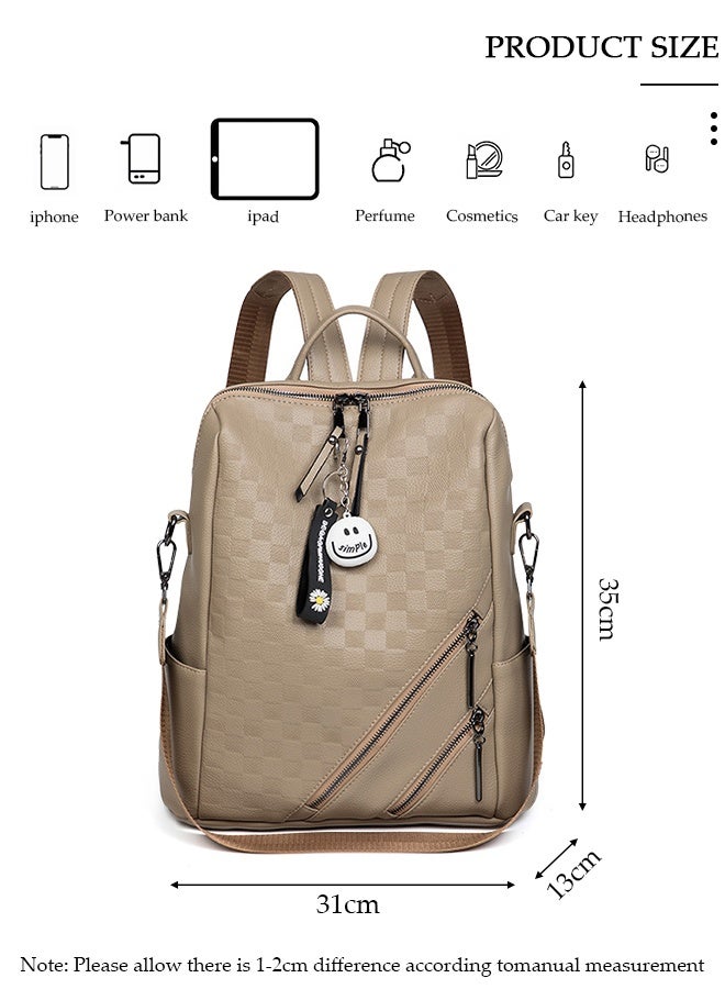 DUNISO حقيبة ظهر نسائية عصرية للسفر من الجلد الصناعي حقيبة ظهر مدرسية مضادة للسرقة بكتف مزدوج لطلاب الجامعات باللون الأسود - Image 2