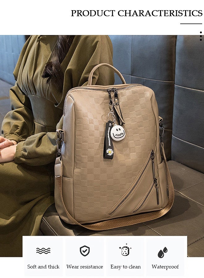 DUNISO حقيبة ظهر نسائية عصرية للسفر من الجلد الصناعي حقيبة ظهر مدرسية مضادة للسرقة بكتف مزدوج لطلاب الجامعات باللون الأسود - Image 3