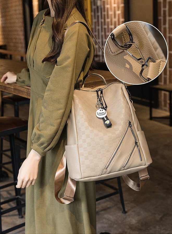 DUNISO حقيبة ظهر نسائية عصرية للسفر من الجلد الصناعي حقيبة ظهر مدرسية مضادة للسرقة بكتف مزدوج لطلاب الجامعات باللون الأسود - Image 5