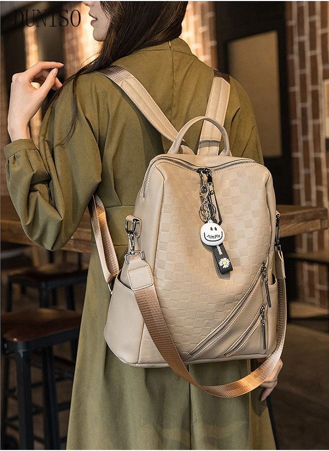 DUNISO - Women's Backpack Fashionable Travel Backpack For Women Faux Leather School Backpack Anti Theft Double Shoulder Backpack For College Girls Students Black - Image 1