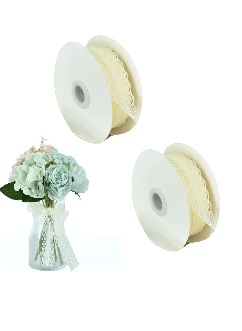 Zikra Lace Trim Ribbon 1.2 Inch Wide Vintage Pattern Roll Ribbons 25 Yards for Gift Wrapping Floral DIY Crafts Sewing Bridal Wedding Party Decorations, 2 Cream White - Image 1