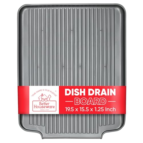 Better Houseware Dish Drainer Mat, Large Metallic Silver Dish Drain Board for Kitchen Countertop, Protects Surfaces & Speeds Drying, 19.5 x 15.5 x 1.25, Metallic Silver - Image 1