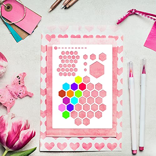 Konsait 16Pack Journal DIY Stencils Templates, Reusable Plastic Craft Drawing Painting Template for Painting on Wood,Greeting Cards, Albums, Scrapbook, Notebook, Journal, Wall Art, Cookie Home Decor - Image 4