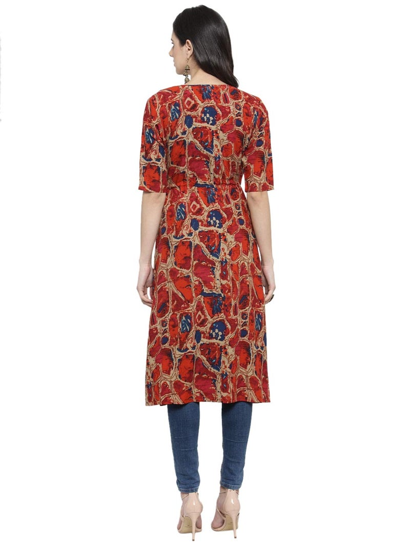 INDIBELLE Women's Viscose V Neck Abstract Print Shrug (Multicolour, XL) - Image 2