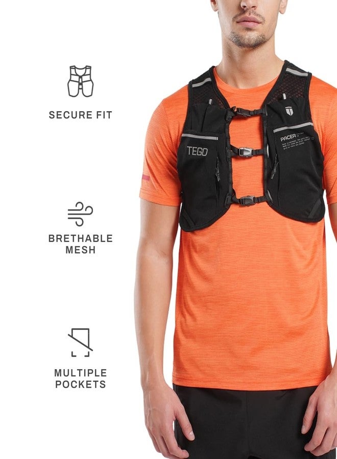 TEGO Pacer Lite Running Hydration Vest | Lightweight Minimalist Running Vest | Compatible with 200 ml / 250 ml / 500 ml Soft Flasks | Reflective | for Running & Training - Image 2