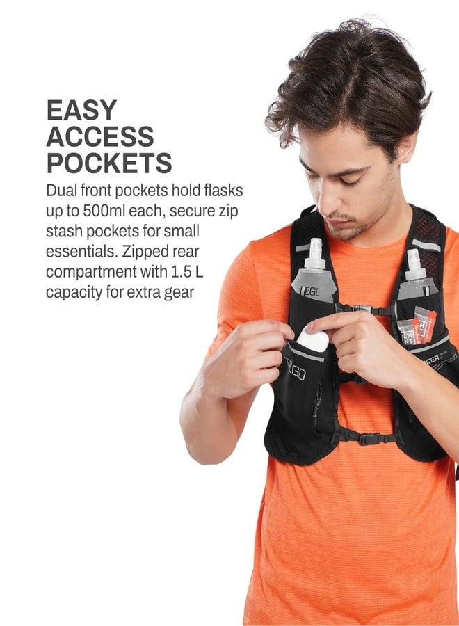 TEGO Pacer Lite Running Hydration Vest | Lightweight Minimalist Running Vest | Compatible with 200 ml / 250 ml / 500 ml Soft Flasks | Reflective | for Running & Training - Image 4