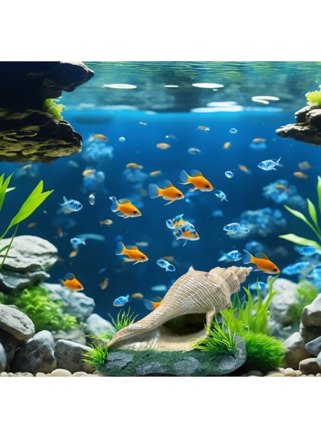 Aquarium Conch Ornament Rock Garden Small Aquarium Decoration Plant Cave Aquarium Resin Conch Landscape Ornament for Hermit Crab Conch - Image 2