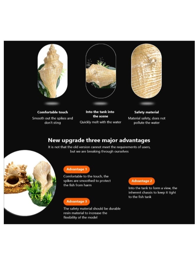 Aquarium Conch Ornament Rock Garden Small Aquarium Decoration Plant Cave Aquarium Resin Conch Landscape Ornament for Hermit Crab Conch - Image 3