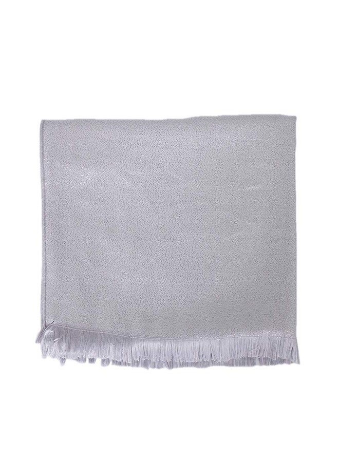 LMVERNA Women's Sparkling Metallic Soft Pashmina Shawls and Wraps Scarf in Solid Colors, Silver, M - Image 5