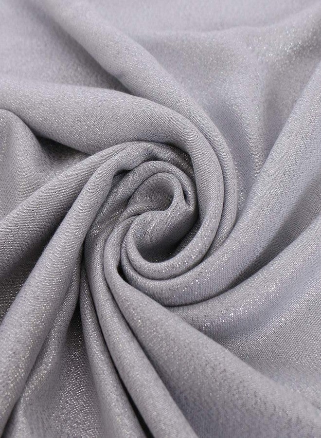 LMVERNA Women's Sparkling Metallic Soft Pashmina Shawls and Wraps Scarf in Solid Colors, Silver, M - Image 4