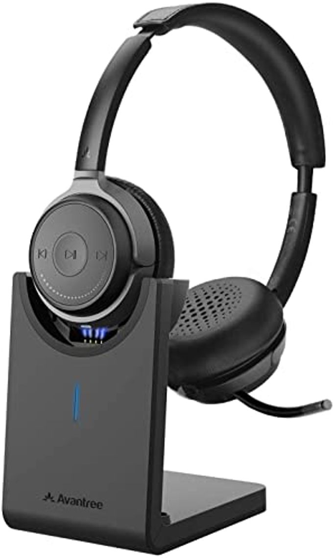 Avantree Alto Clair Aptx Hd Bluetooth Headset With Microphone, Mute Function, Clear Talking, Hi-Fi Music, Low Latency, Wireless Headphones With Charging Base For Computer, Pc, Laptop, Skype, Tv - Image 4