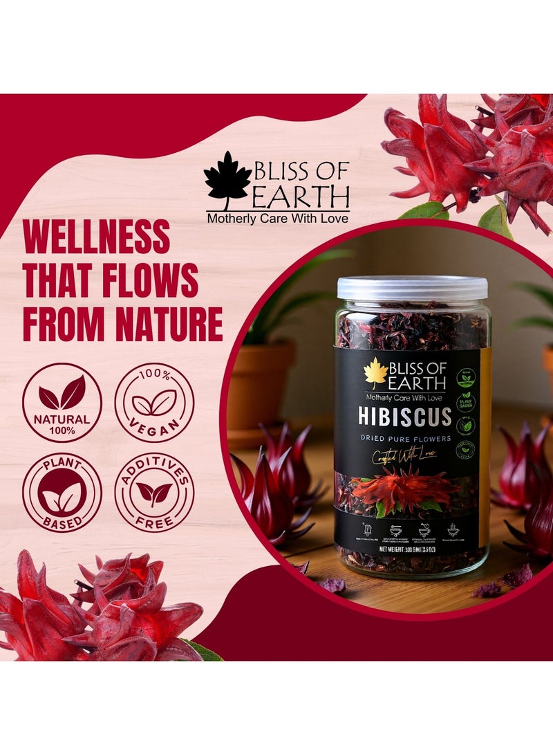 Bliss of Earth Hibiscus Flowers 100g + Spearmint Leaves 100g Combo | 100% Pure Dried Herbal Tea | Caffeine Free | Detox & Relaxation Tea | Plant Based | No Additives - Image 4