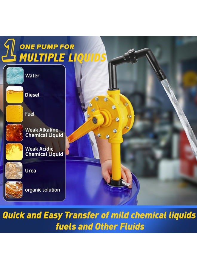 TALFIT 15-55 Gallon Drum Pump, 10 GPM Flow, Corrosion-resistant Chemical Liquid Pump, Hand-operated rotary barrel pump designed for rapid transfer of water, fuel, corrosive liquids and more - Image 3