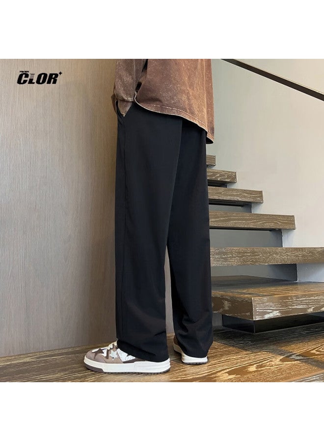 Clor Casual Pants For Men, Spring And Autumn Style, Loose-fitting Versatile Straight-leg Trousers, Comfortable Trendy Wide-leg Pants, Cl45 Black 2XL - Image 2