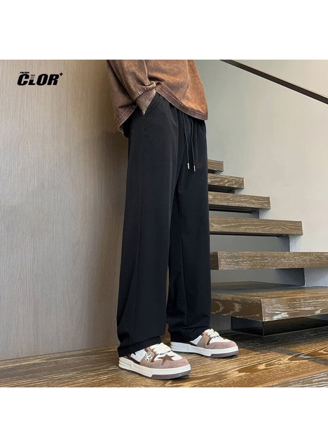 Clor Casual Pants For Men, Spring And Autumn Style, Loose-fitting Versatile Straight-leg Trousers, Comfortable Trendy Wide-leg Pants, Cl45 Black 2XL - Image 4