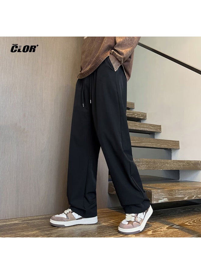 Clor Casual Pants For Men, Spring And Autumn Style, Loose-fitting Versatile Straight-leg Trousers, Comfortable Trendy Wide-leg Pants, Cl45 Black 2XL - Image 3