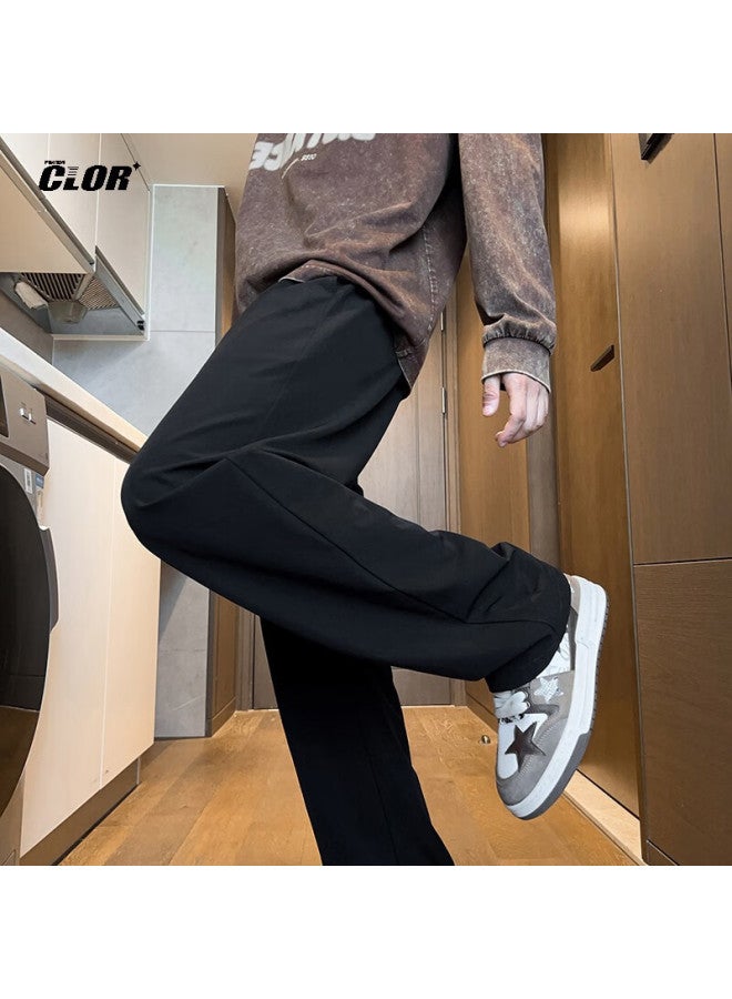 Clor Casual Pants For Men, Spring And Autumn Style, Loose-fitting Versatile Straight-leg Trousers, Comfortable Trendy Wide-leg Pants, Cl45 Black 2XL - Image 5