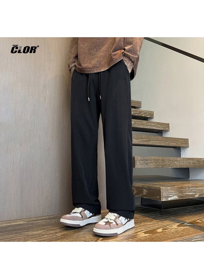 Clor Casual Pants For Men, Spring And Autumn Style, Loose-fitting Versatile Straight-leg Trousers, Comfortable Trendy Wide-leg Pants, Cl45 Black 2XL - Image 1