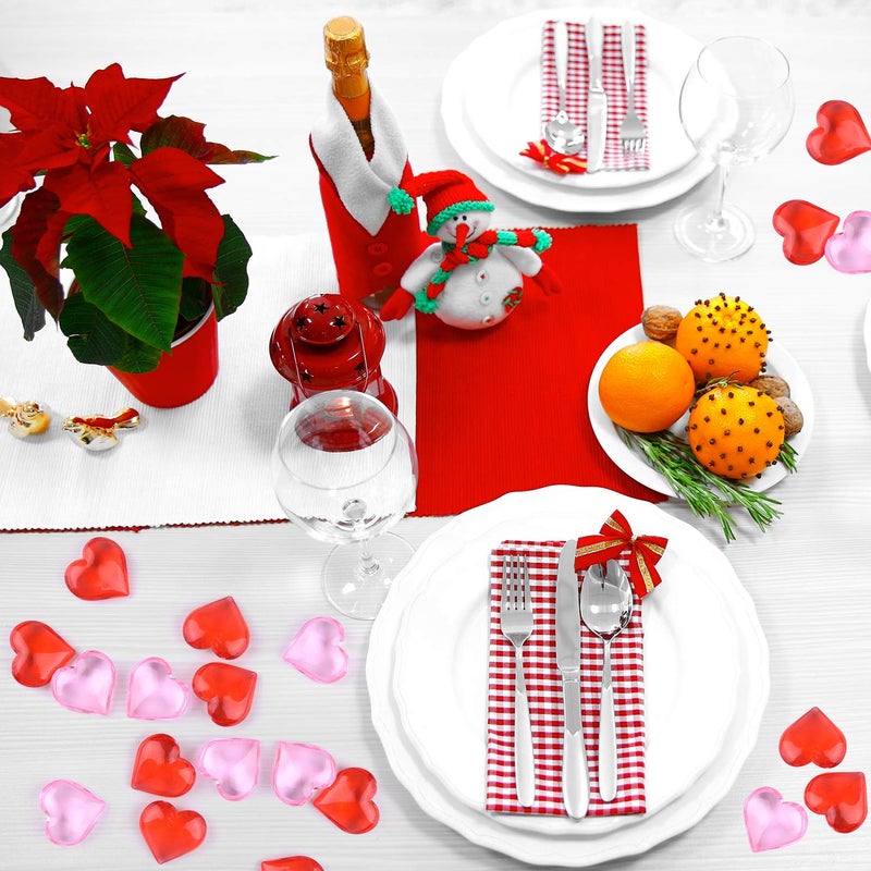 FEPITO 214Pcs Acrylic Hearts Red Pink Heart Valentines Day Vase Filler 0.87Inch Heart for Valentine's Day Table Home Decorations Wedding Decorations - Image 5