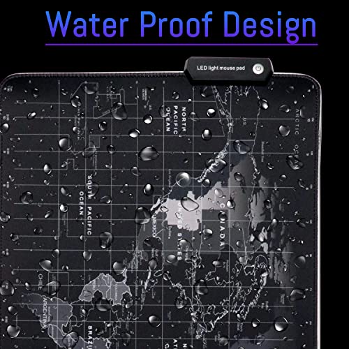 Speed RGB Gaming Mouse Pad, Non-Slip Rubber Base, Soft Glowing 14 LED Modes Gaming Desk Keyboard Pad Mat - World Map Large LED -78 x 30 Cm - Image 5