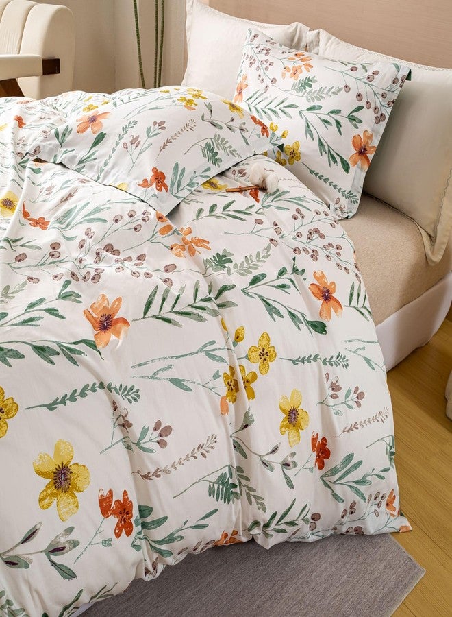 OAITE Duvet Cover Set King Size Floral Pattern Ultra Soft 100% Cotton Duvet Cover Sets 3-PC, Breathable Duvet Cover with Zipper Closure & Corner Ties(2 Pillow Shams,1 Duvet Cover) - Image 5